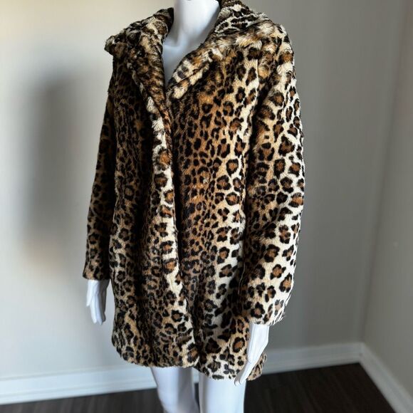 LOFT Leopard Print Faux Fur Sherpa Coat XS NWT - Picture 3 of 8
